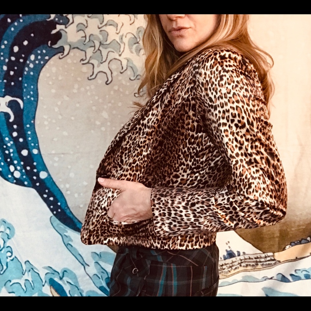 Leopard print blazer in satiny rayon M - Picture 4 of 8